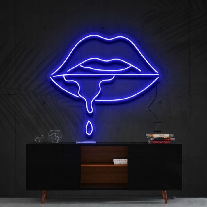 Lippen mit Tropfen LED-Neonschild Wohnzimmer Bar