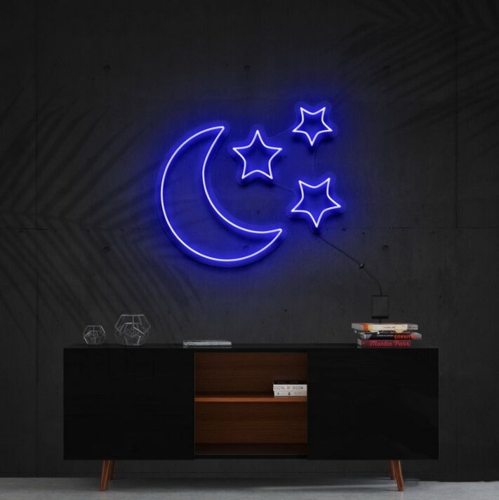 Halbmond und Sterne LED-Neonschild Wohnzimmer Schlafzimmer