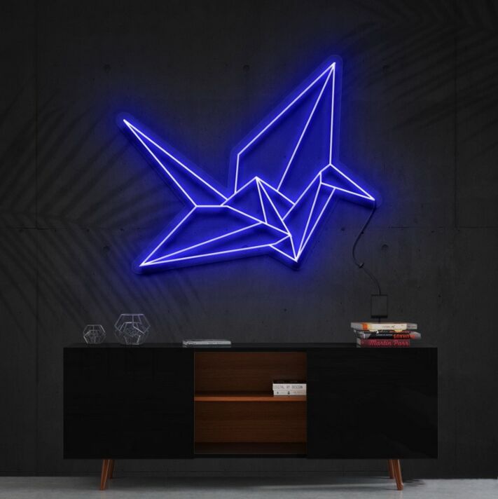 Origami Kranich LED-Neonschild Wohnzimmer Büro