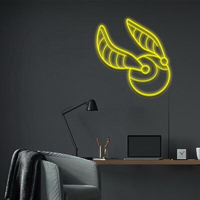 Geflügelter goldener Ball LED-Neonschild Wohnzimmer Gamingzimmer