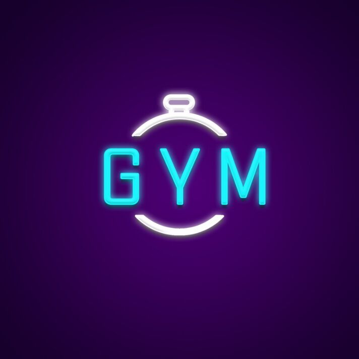 GYM LED Neonschild mit Timer-Symbol für Fitnessraum und Homegym