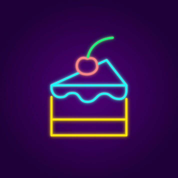 Kuchenstück mit Kirsche LED-Neonschild für Café und Bäckerei