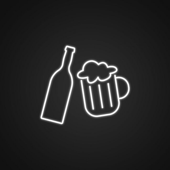 Bierkrug und Flasche LED-Neonschild für Bar und Kneipe