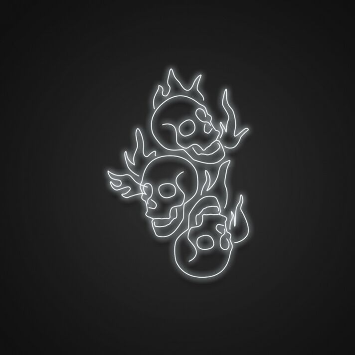 brennende Totenköpfe LED-Neonschild für Tattoo Studio Bar