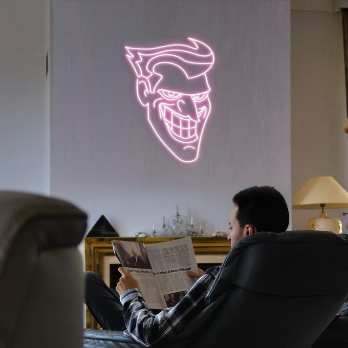 grinsendes Comicgesicht LED-Neonschild für Wohnzimmer oder Gaming Zimmer