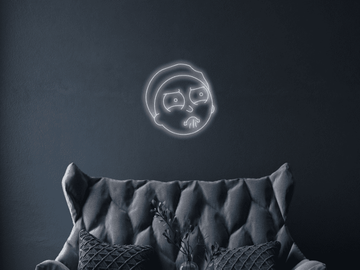 Comicgesicht mit überraschter Mimik LED-Neonschild Wohnzimmer Gamingzimmer