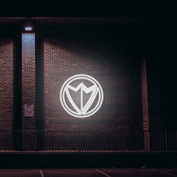 Kreis mit stilisierter Krone LED-Neonschild für Bar Club