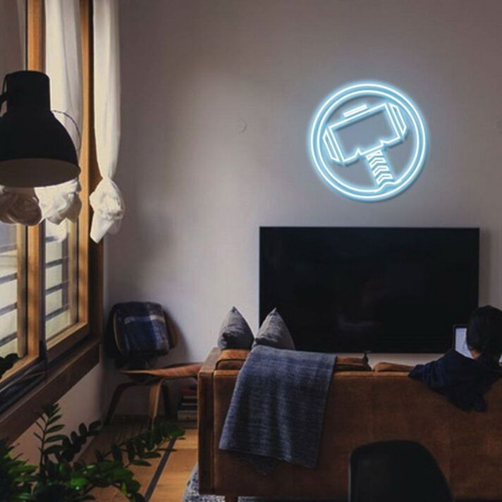 Thor Hammer Symbol LED-Neonschild Wohnzimmer Gamingzimmer