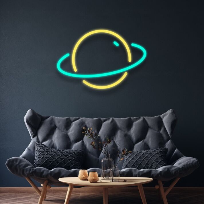Planet mit Ring LED-Neonschild Wohnzimmer Kinderzimmer
