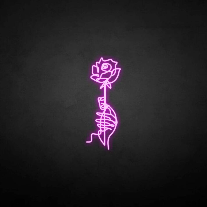 Skelett Hand mit Rose LED-Neonschild für Bar und Wohnzimmer