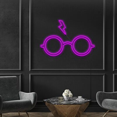 Brille mit Blitzsymbol LED-Neonschild Wohnzimmer Büro