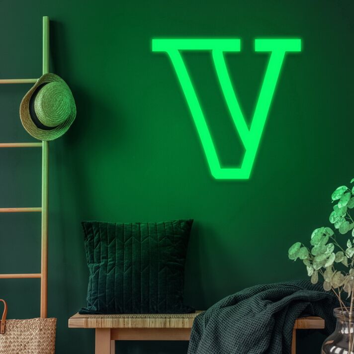 Buchstabe V LED Neonschild für Wohnzimmer und Schlafzimmer