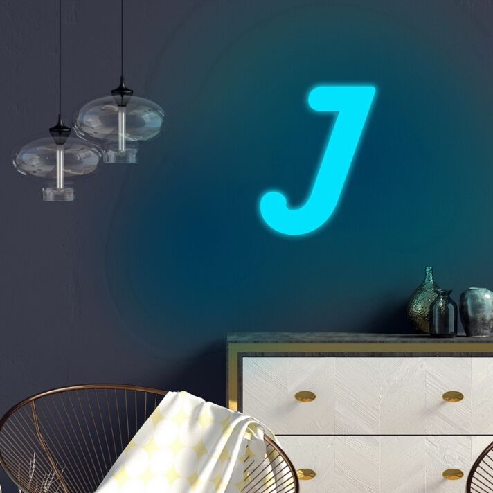 J LED-Neonschild für Wohnzimmer oder Schlafzimmer