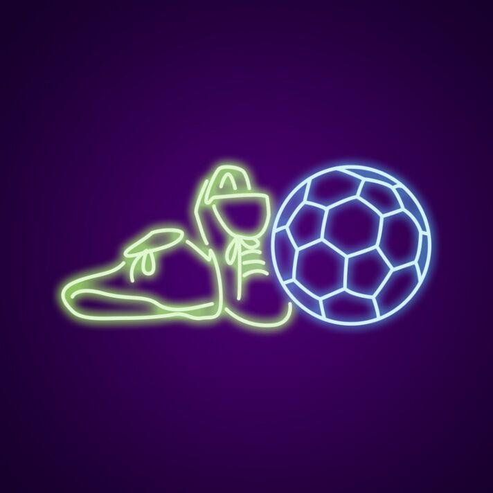 Fußballschuhe und Ball LED-Neonschild Sporthalle