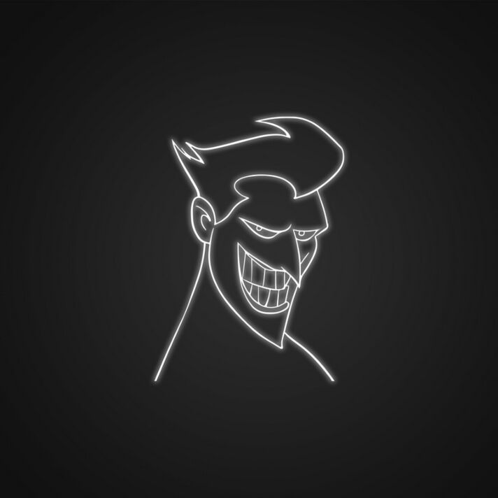 Comic Bösewicht mit grinsendem Gesicht LED-Neonschild Gamingzimmer Bar