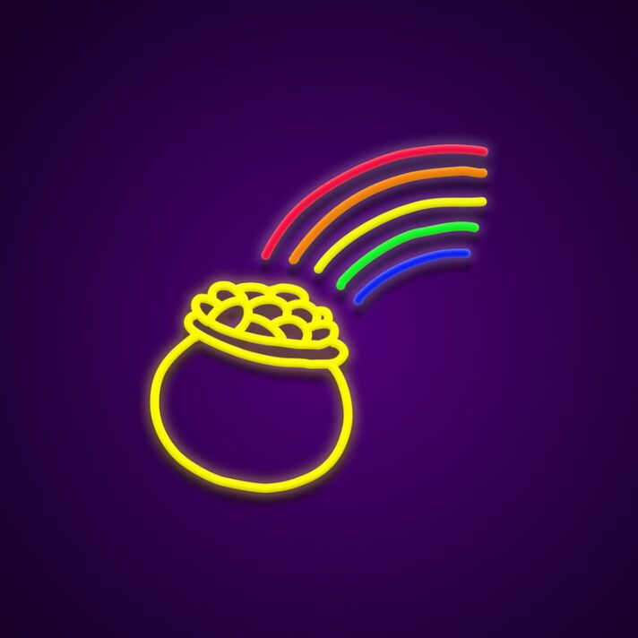 Goldtopf mit Regenbogen LED-Neonschild Wohnzimmer Bar