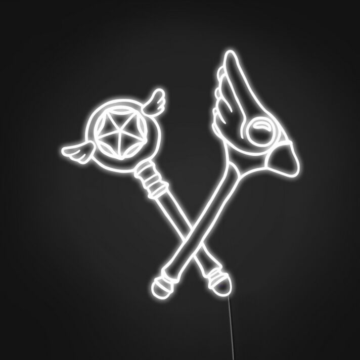 Magische Stäbe mit Flügeln LED-Neonschild Gaming Wohnzimmer