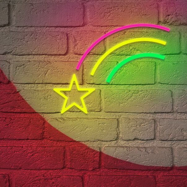 Stern mit Regenbogenbogen LED-Neonschild Wohnzimmer Kinderzimmer
