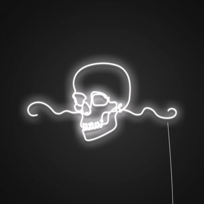 Totenkopf mit geschwungenen Linien LED-Neonschild für Bar Tattoo Studio