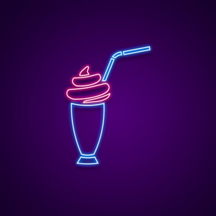 Milchshake mit Strohhalm LED-Neonschild für Café Bar