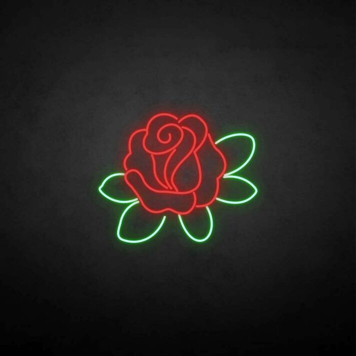 Rosenblüte mit Blättern LED-Neonschild Wohnzimmer Dekoration