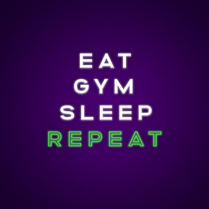 EAT GYM SLEEP REPEAT LED-Neonschild für Fitnessstudio und Wohnzimmer