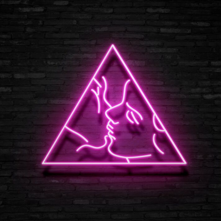 Kuss Motiv im Dreieck LED-Neonschild für Bar Wohnzimmer
