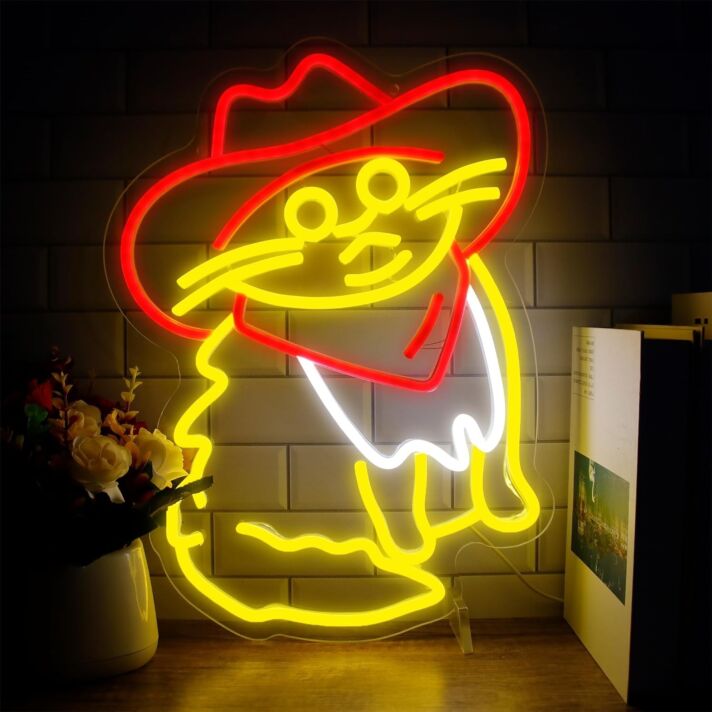 Cowboy Katze LED-Neonschild für Wohnzimmer Bar