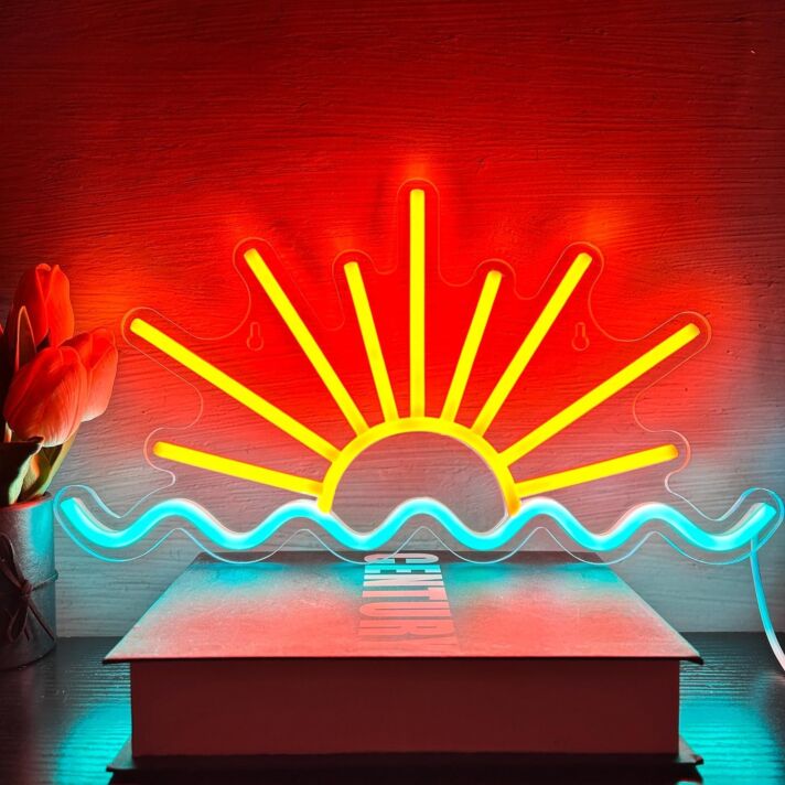 Sonnenaufgang über Wellen LED-Neonschild Wohnzimmer Schlafzimmer