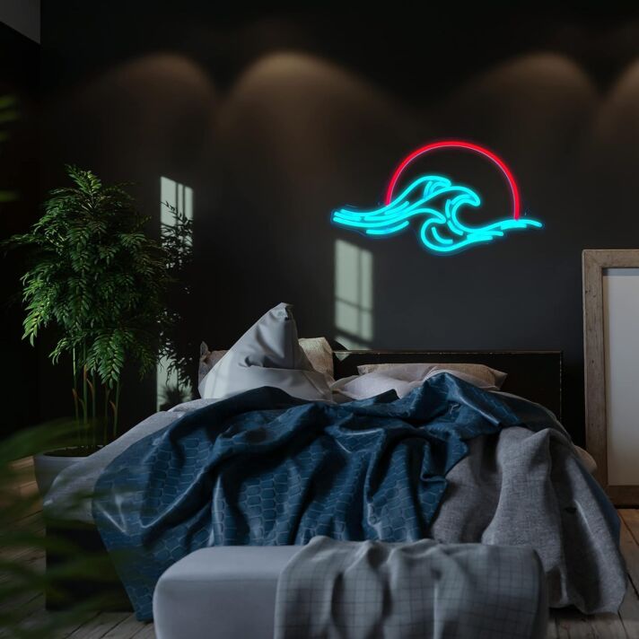 Meereswelle mit Sonnenuntergang LED-Neonschild Schlafzimmer Wohnzimmer