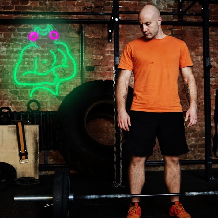 Frosch mit Muskelarmen LED-Neonschild für Fitnessstudio