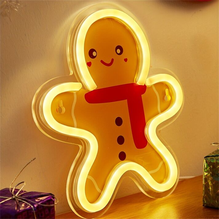Lebkuchenmann LED-Neonschild für Weihnachten Wohnzimmer