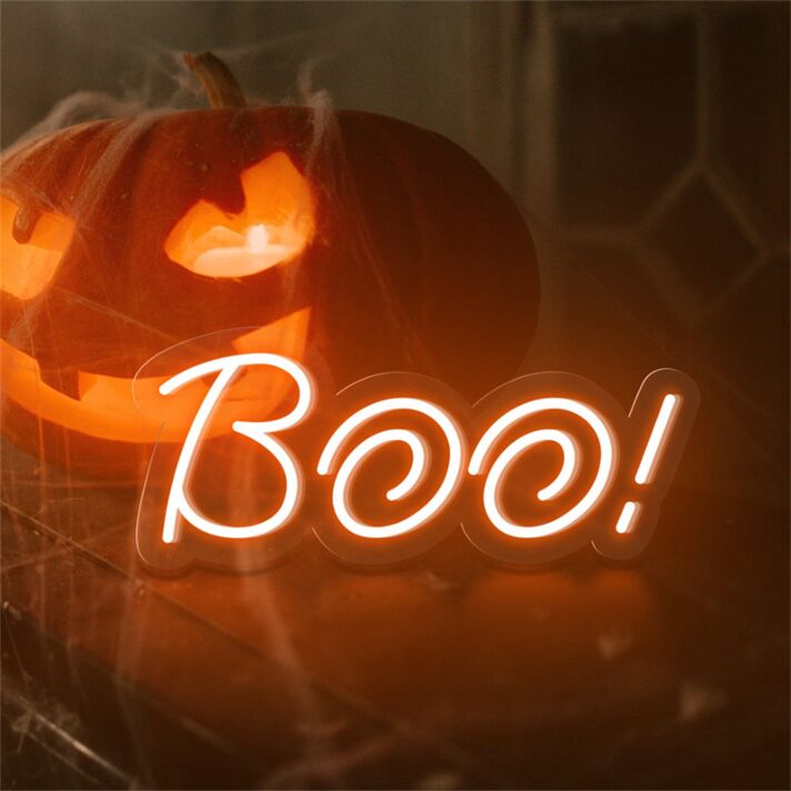 Boo! LED-Neonschild für Halloween Party