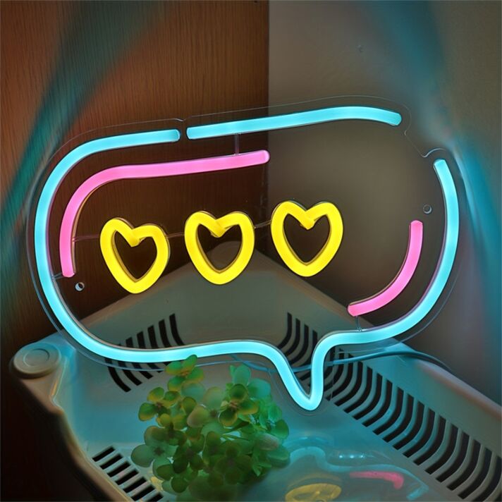 Brighten Up Your Wedding, Bar, or Home Decor with the Bubble With Triple Heart LED Wall Neon Sign!