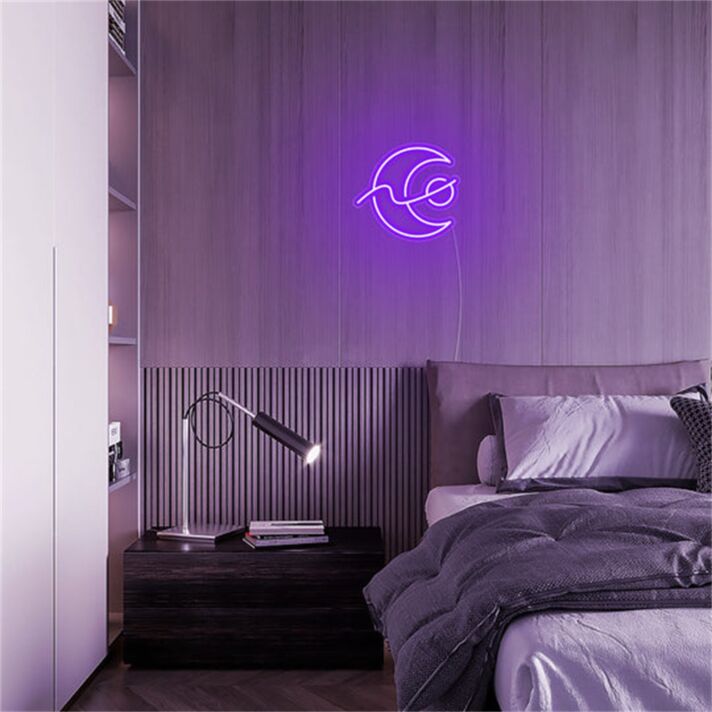 Mond mit fliegendem Vogel LED-Neonschild Schlafzimmer Wohnzimmer