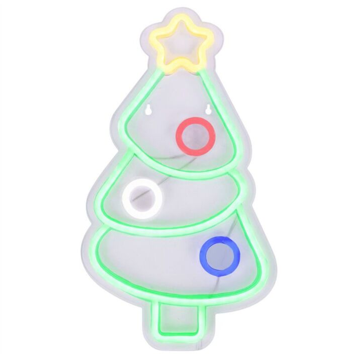 Enhance Your Holiday Celebrations and Decor: Christmas Tree Window LED Neon Sign – Perfect for Home Ambiance, Office Festivities, and Storefronts