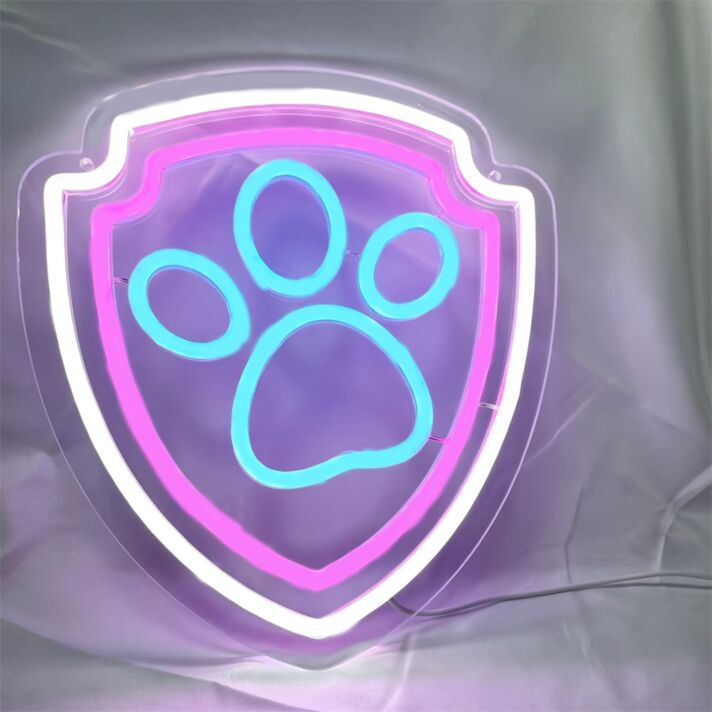 Pfotenabdruck im Schild LED-Neonschild für Haustierladen Tierarztpraxis
