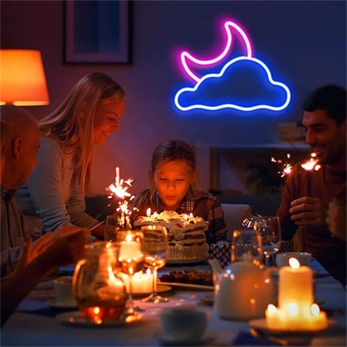 Mond und Wolke LED-Neonschild für Wohnzimmer oder Kinderzimmer