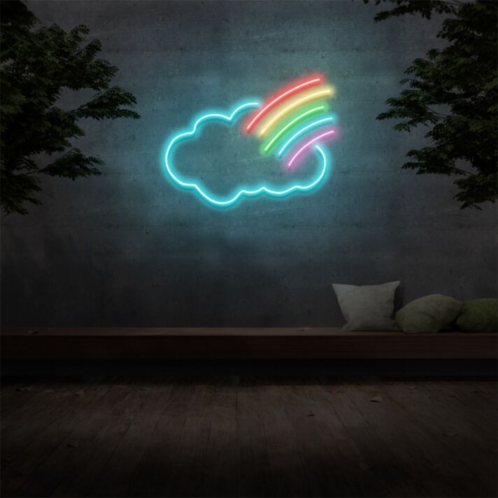 Wolke mit Regenbogen LED-Neonschild Wohnzimmer Kinderzimmer