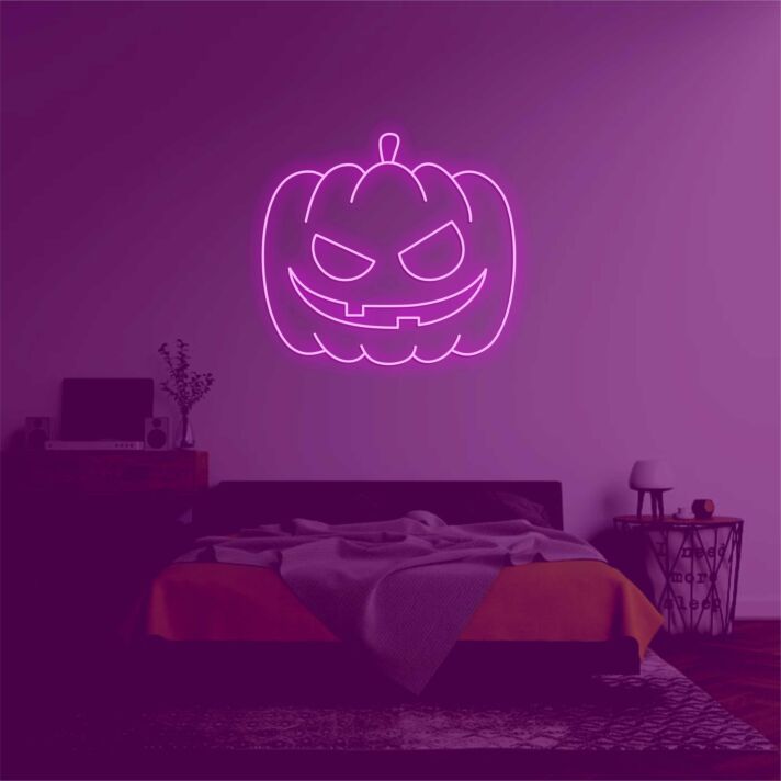 Halloween Kürbis mit Gesicht LED-Neonschild für Wohnzimmer Party