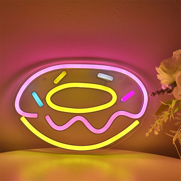 Donut mit Zuckerguss LED-Neonschild für Café Küche