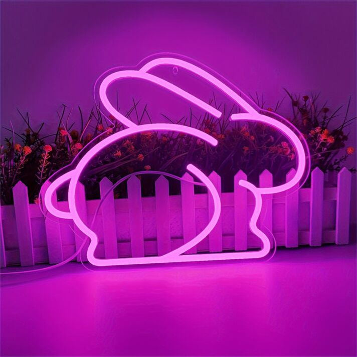 Kaninchen Silhouette LED-Neonschild Wohnzimmer Kinderzimmer