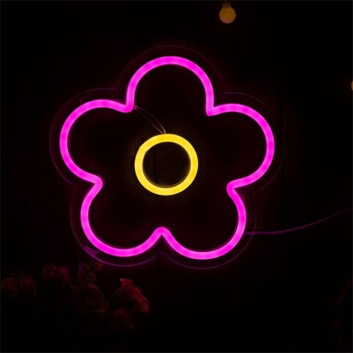 Brighten Your Space: Flower LED Neon Sign for Chic Home Decor, Offices, Storefronts, Bars, and Unforgettable Weddings