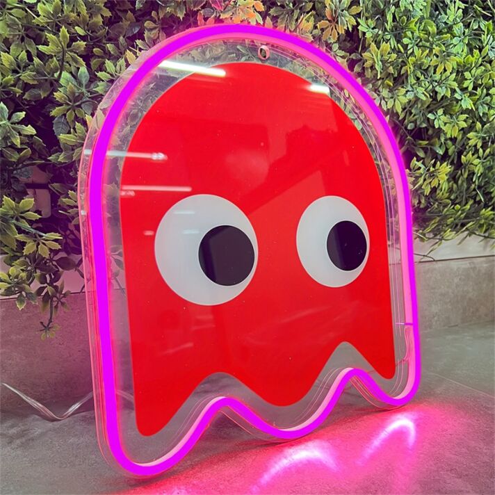 Roter Videospiel-Geist LED-Neonschild für Gamingzimmer und Bar