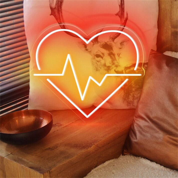 Herz mit Herzschlaglinie LED-Neonschild für Wohnzimmer oder Schlafzimmer