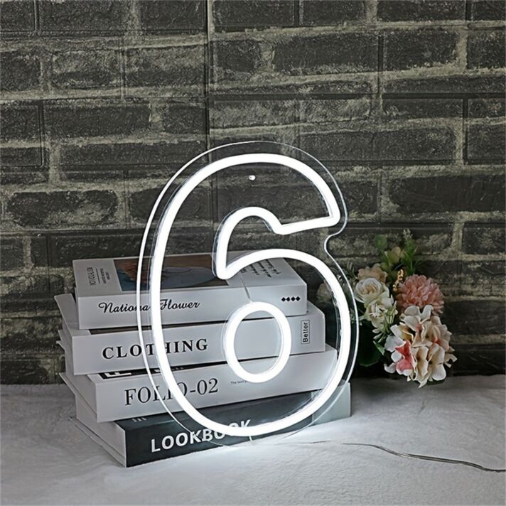 Celebrate in Style: LED Neon Birthday Number 6 LED Neon Sign Perfect for Birthdays, Anniversaries, and Special Home Events