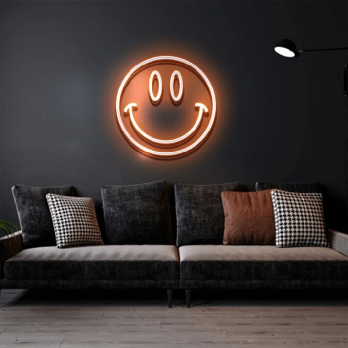 Brighten Up Your Space: LED Wall Decor Smile Face LED Neon Sign Perfect for Home, Office, Bars, and Celebrations.