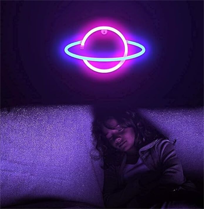 Planet mit Ring LED-Neonschild Wohnzimmer Schlafzimmer