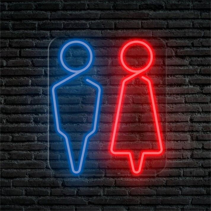 WC Piktogramm Mann und Frau LED-Neonschild für Restaurant Bar