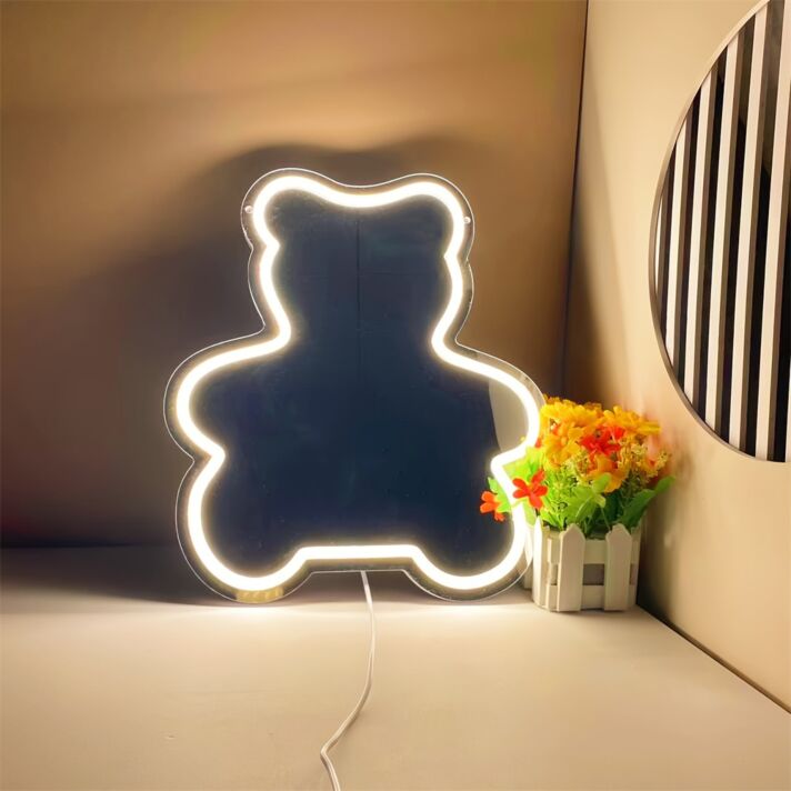 Bär Silhouette LED-Neonschild für Kinderzimmer Wohnzimmer